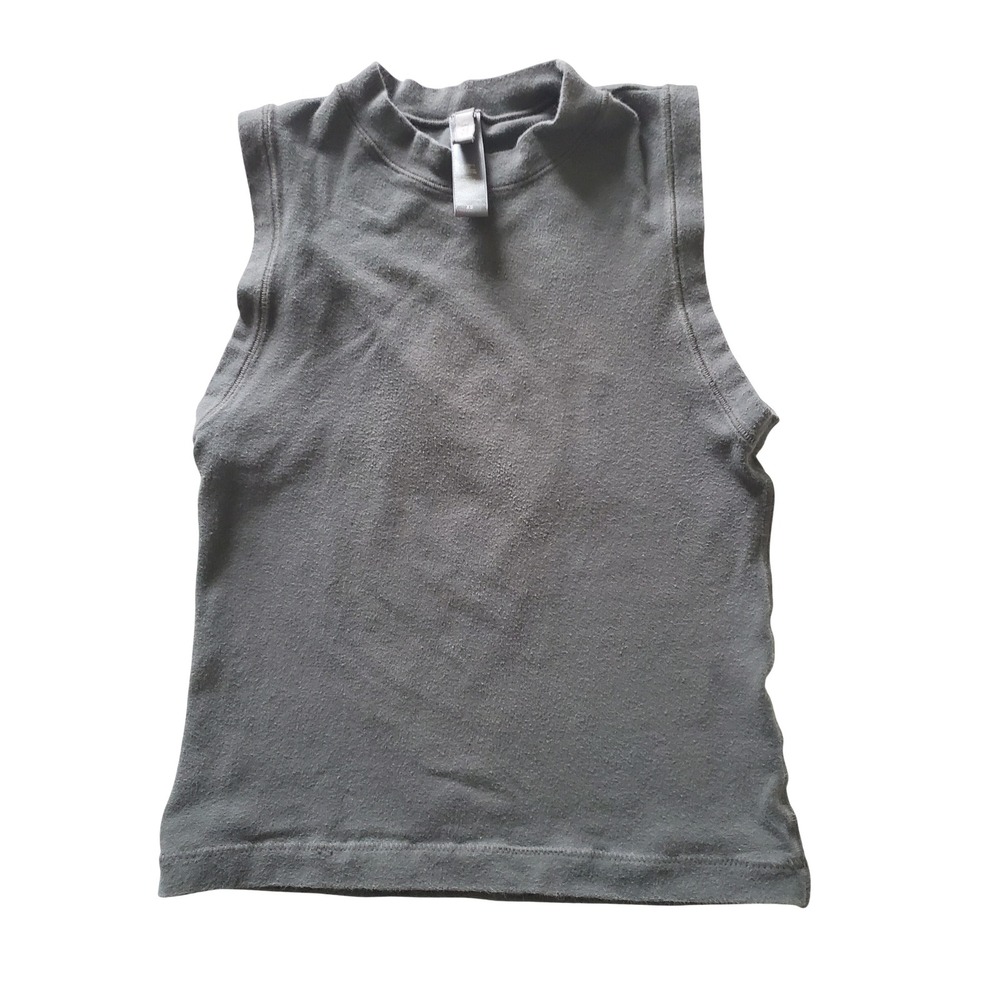 SKIMS Mock Neck Tank Top XS Cotton Blend Sleeveless Cropped Crop